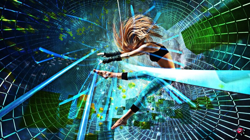 woman in futuristic tunnel