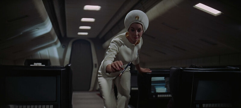 woman in futuristic uniform