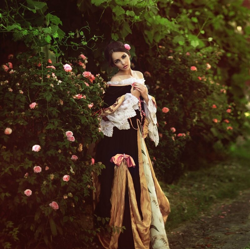 Woman in Garden — Black, Serene