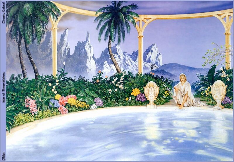 Woman in Garden — Blue, Serene
