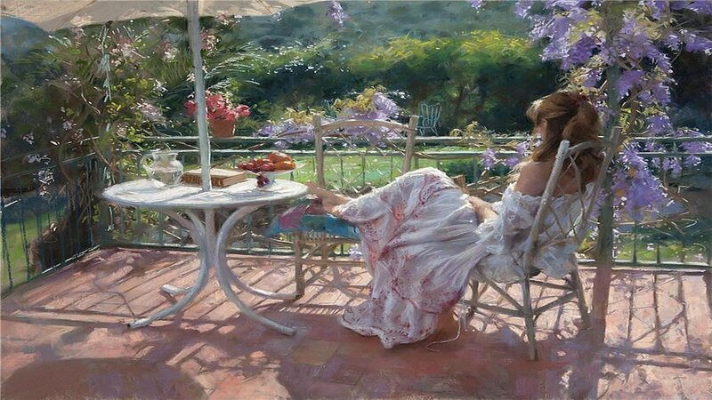 Woman in Garden Chair — White