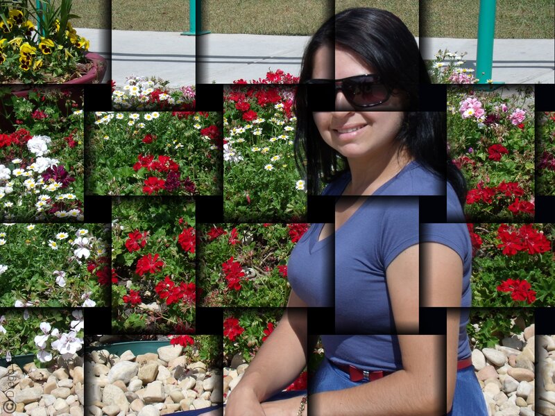 Woman in garden collage