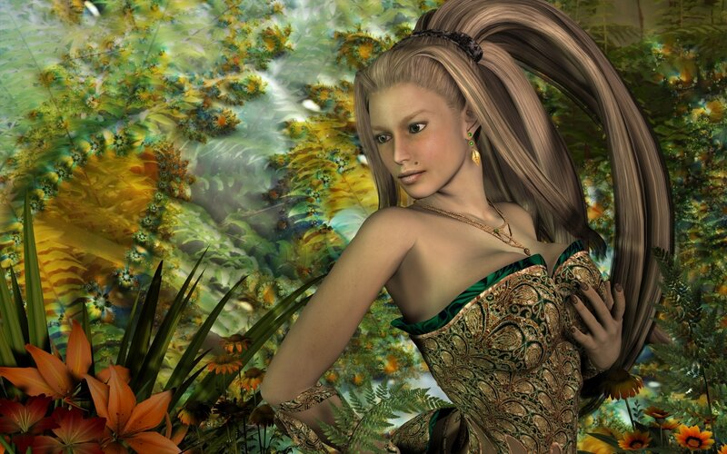 woman in garden fantasy