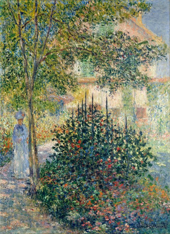 Woman in Garden — Green, Serene, Afternoon, Painting, Tree