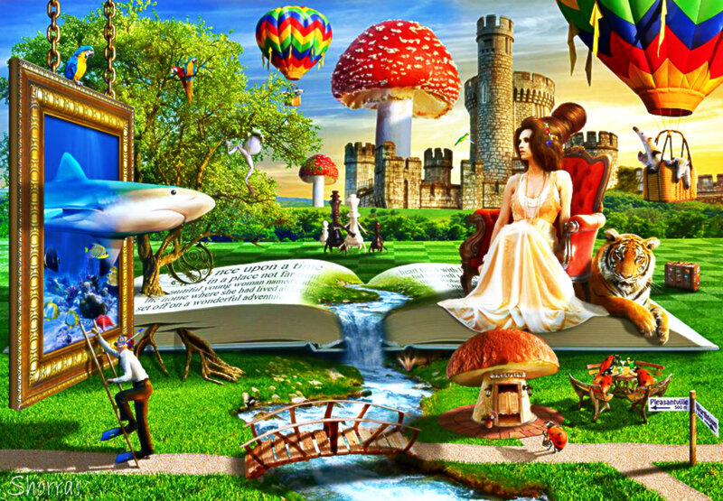 Woman in Garden — Green, Whimsical