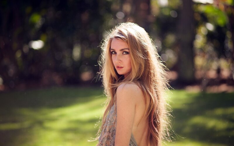 woman in garden looking back