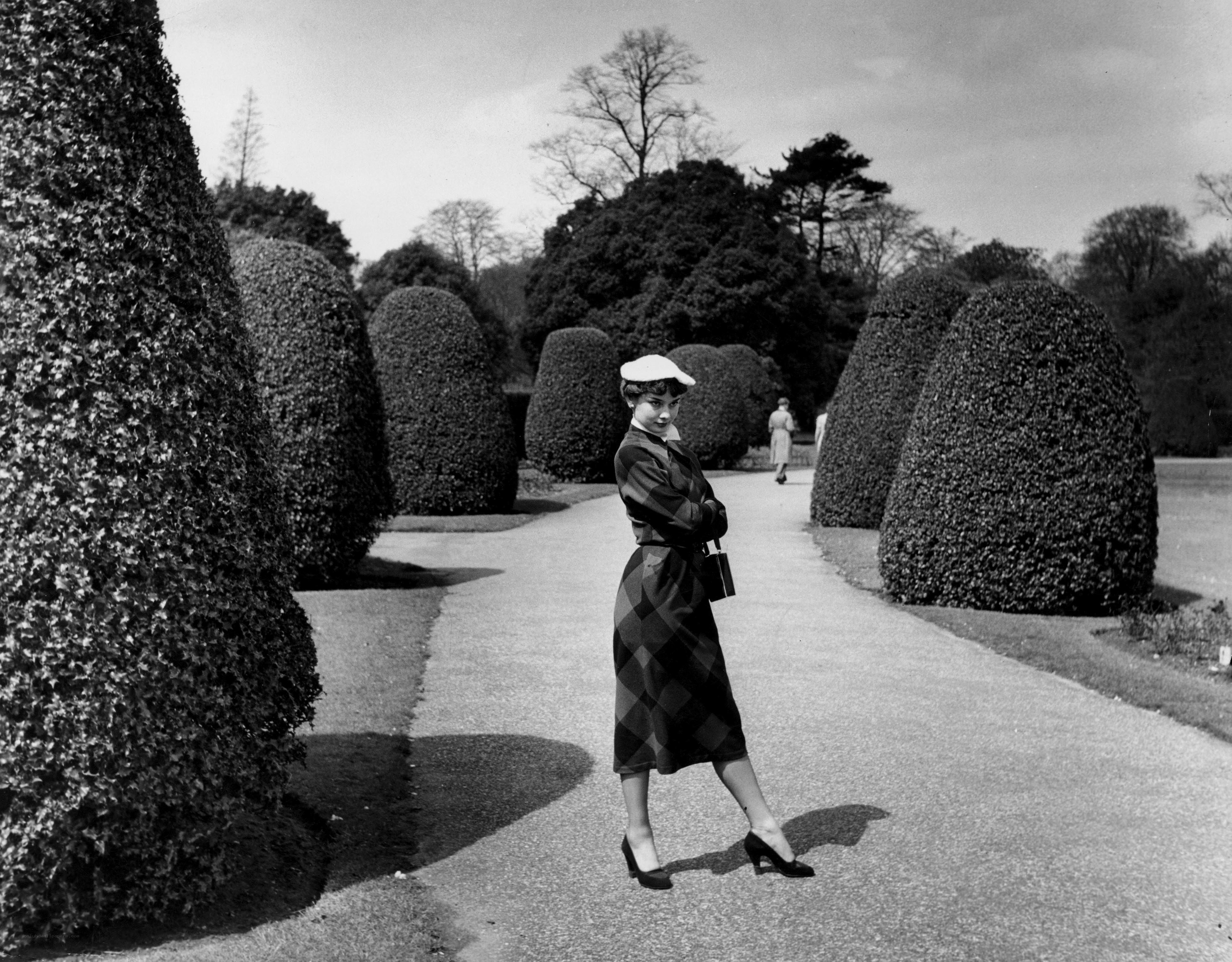 Woman in garden path