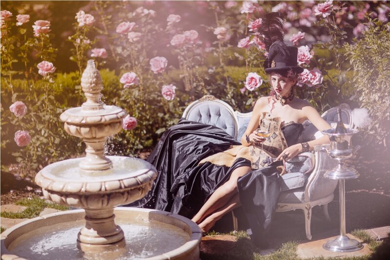 Woman in Garden — Pink, Dramatic