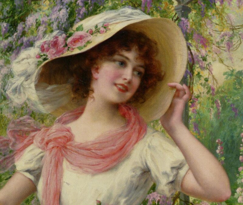 Woman in Garden — Pink, Serene, Spring