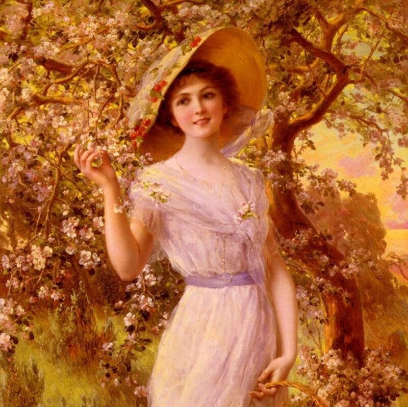 Woman in Garden — Pink, Serene