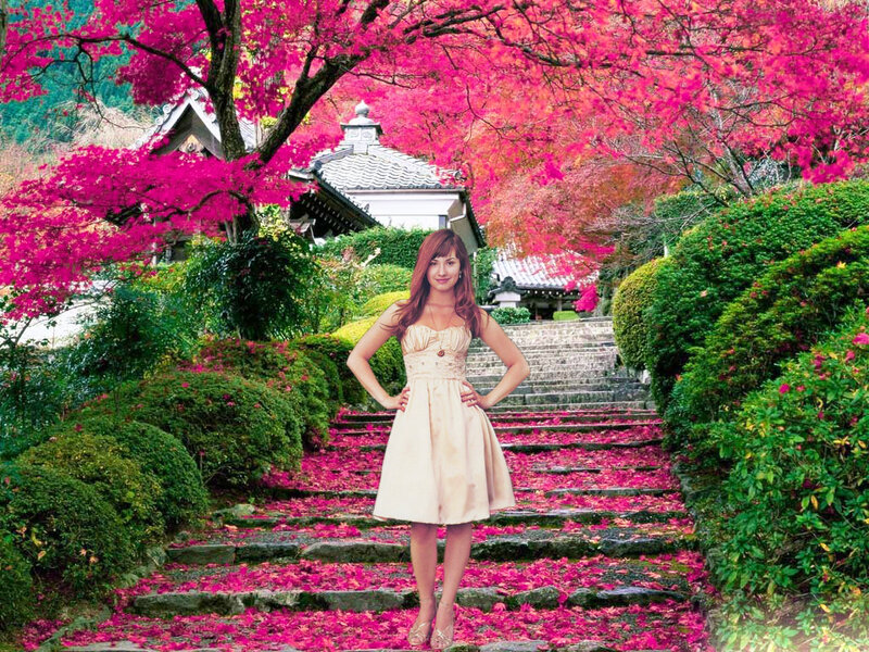 Woman in Garden — Pink