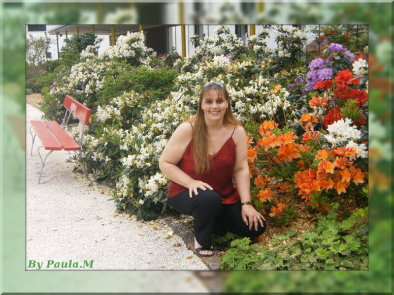 Woman in Garden — Red, Calm