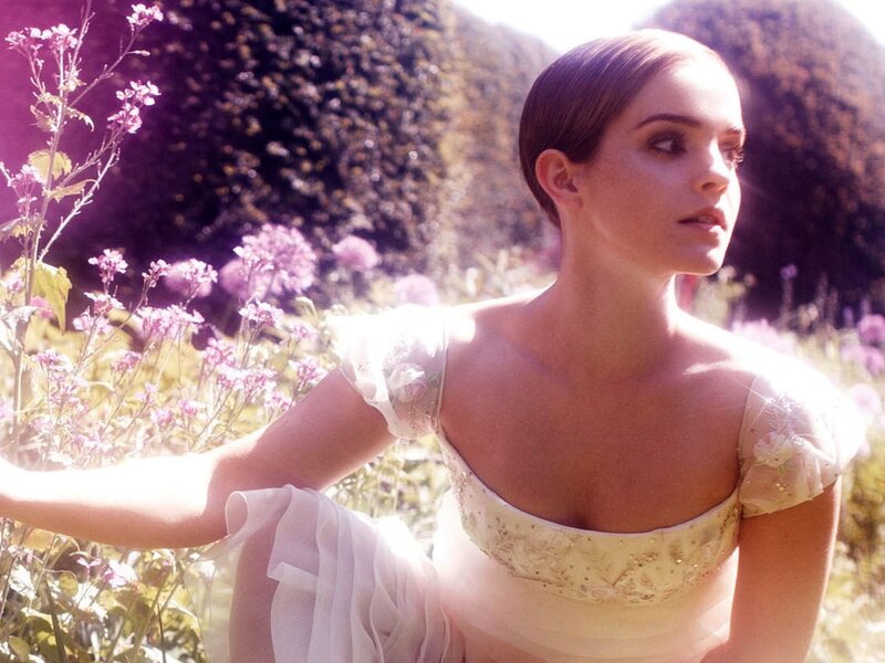 Woman in Garden — White, Serene, Afternoon, Photograph