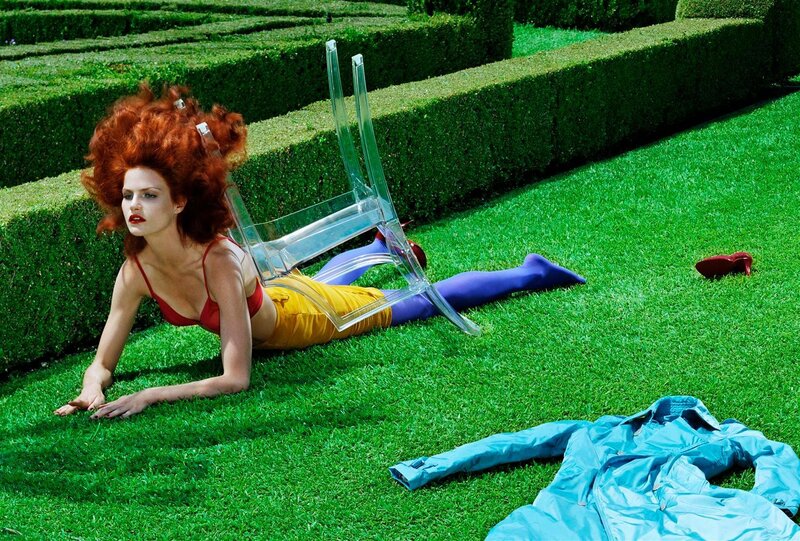 Woman in garden with chair