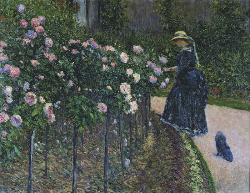 Woman in Garden with Dog