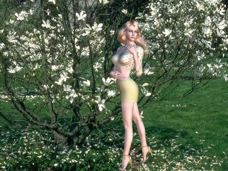 Woman in garden with flowers