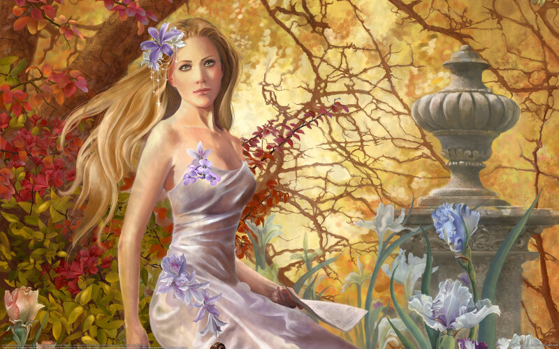 woman in garden with flowers