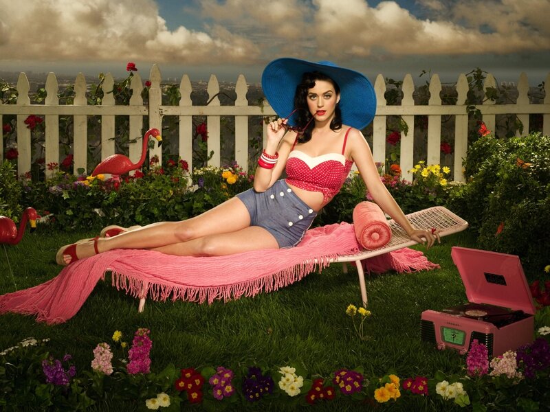 woman in garden with record player