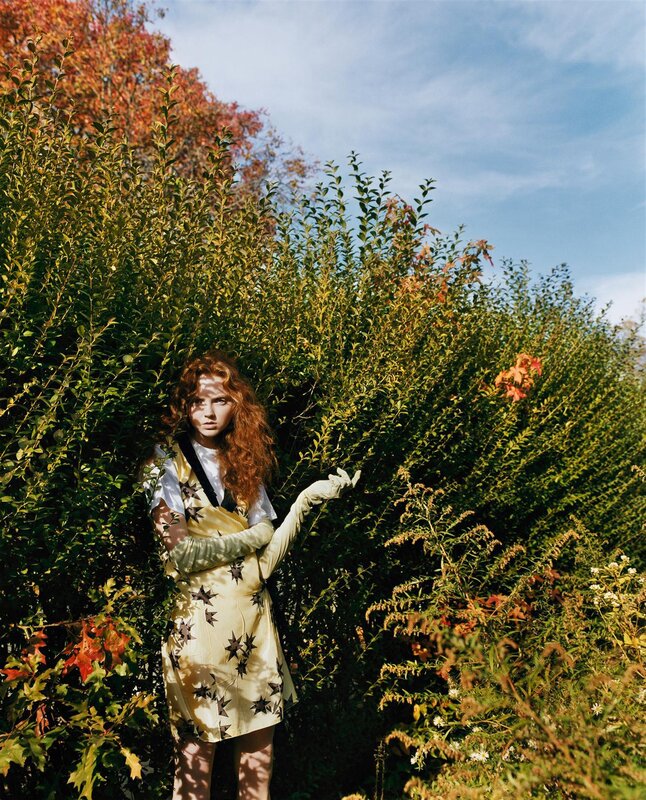 Woman in garden with stars
