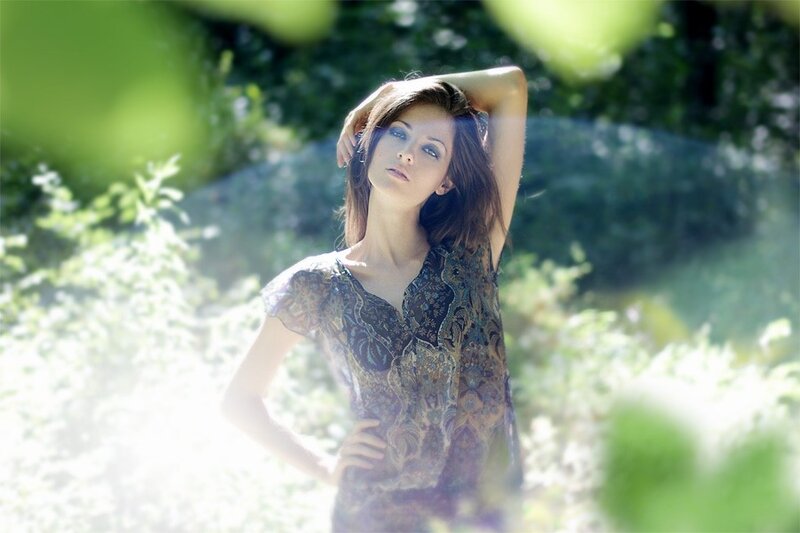 woman in garden with sunlight