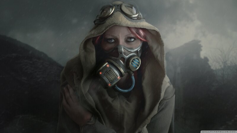 Woman in Gas Mask — Gray