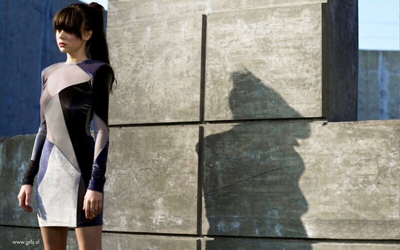 woman in geometric dress