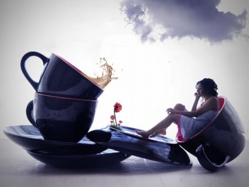 Woman in Giant Cup