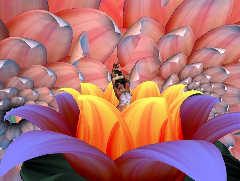woman in giant flower