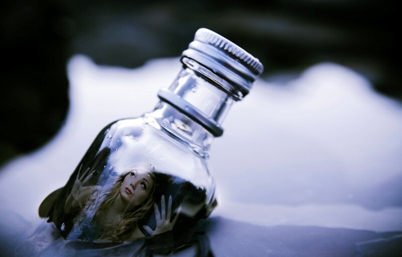 Woman in Glass Bottle — White