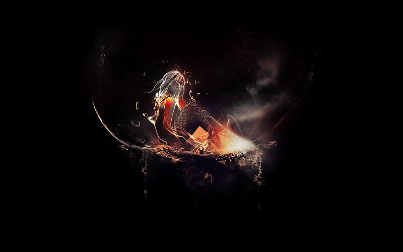Woman in Glowing Circle — Black