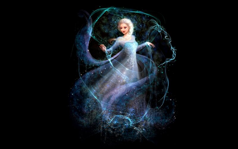 Woman in Glowing Dress — Blue