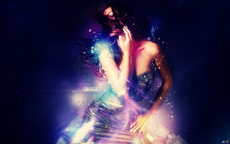 woman in glowing dress