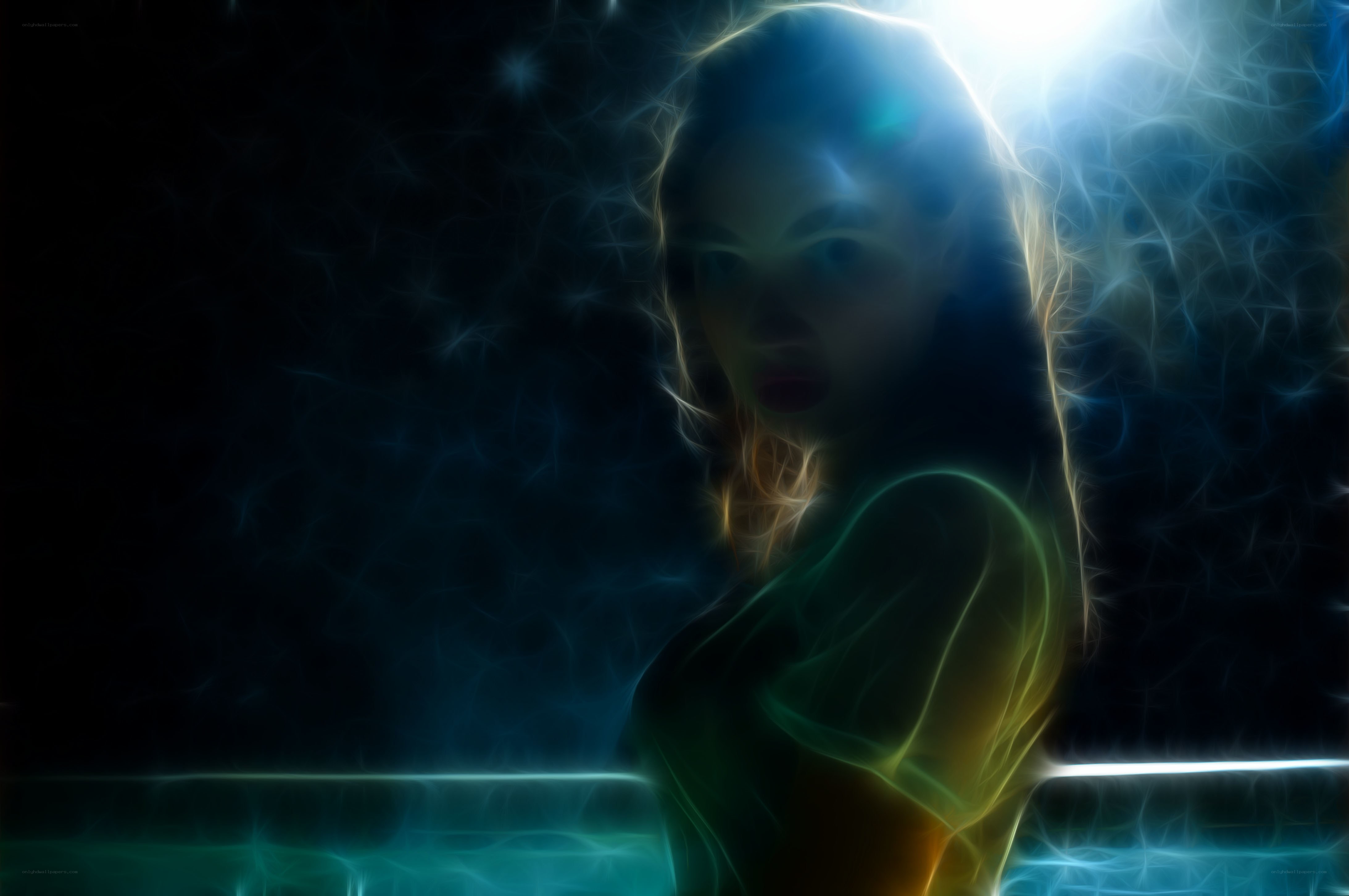 woman in glowing light