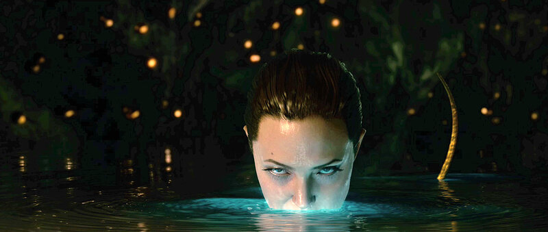 woman in glowing water