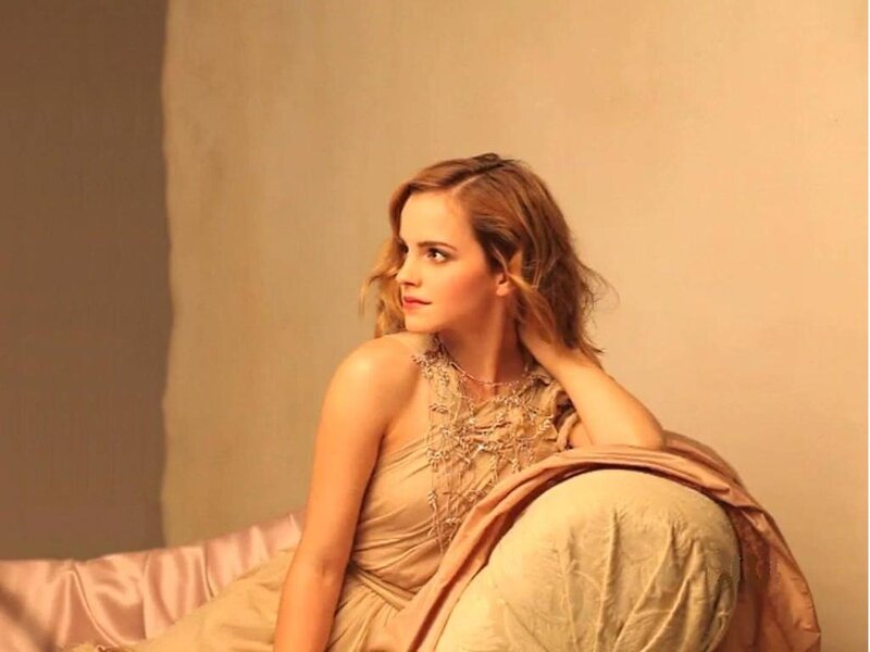 Woman in Gold Dress — Calm, Photograph, Pillow