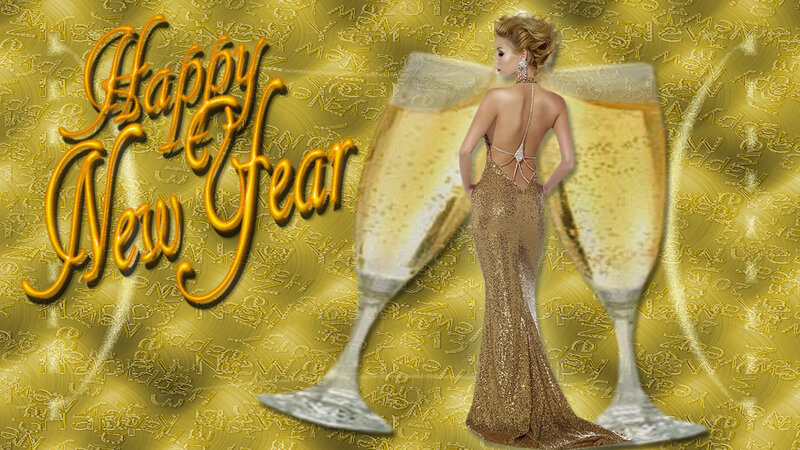Woman in Gold Dress — Celebratory, Digital Art