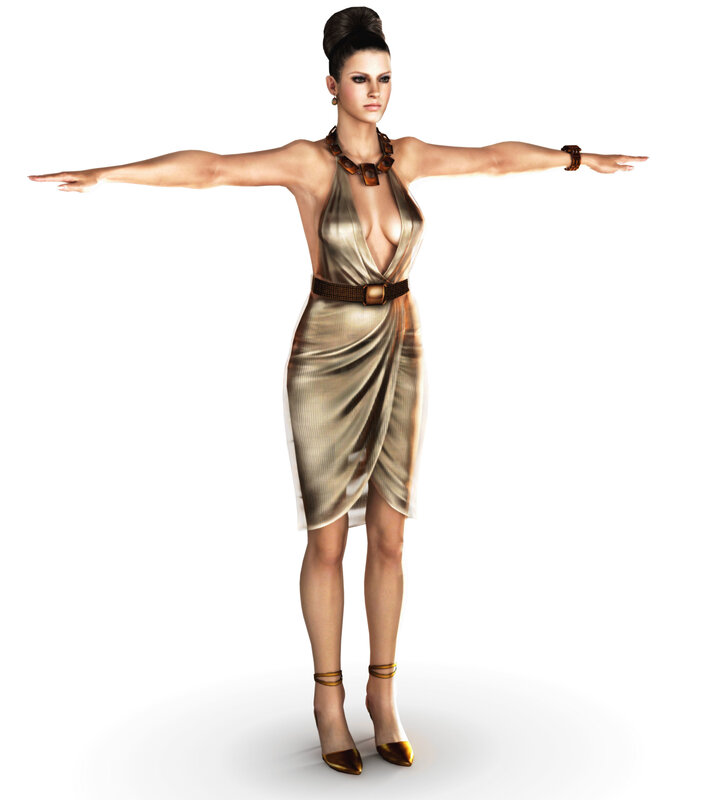 Woman in Gold Dress — Confident, 3d Render
