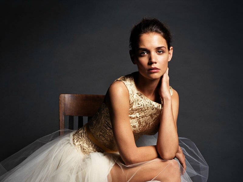 Woman in Gold Dress — Dramatic, Photograph, Chair, Tulle Skirt