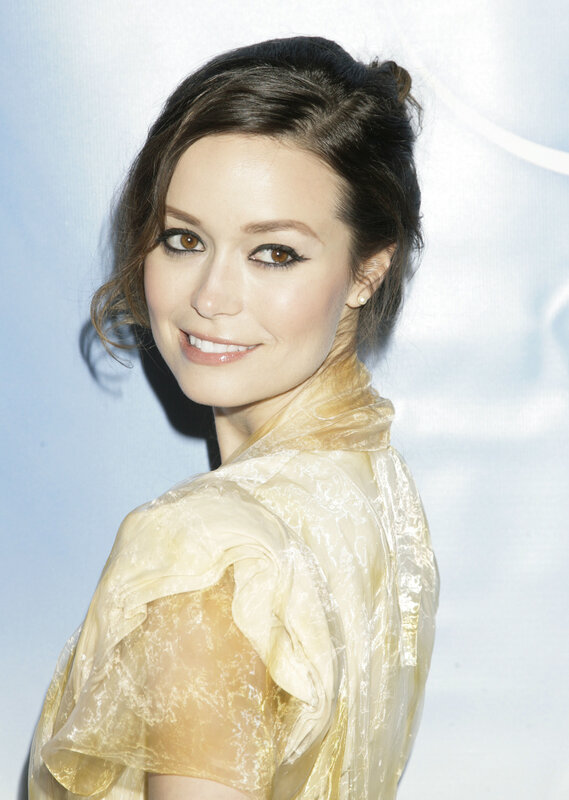 Woman in Gold Dress — Smiling, Photograph, Makeup