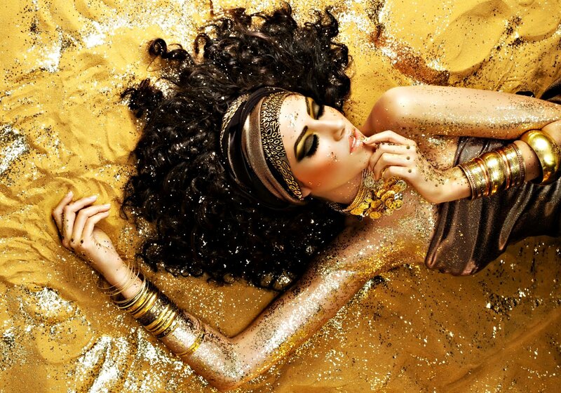 Woman in Gold Glitter