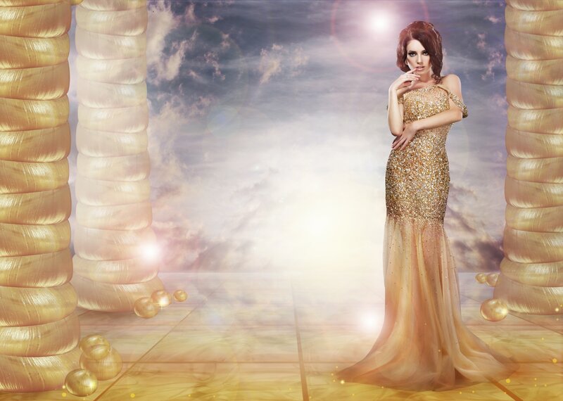 Woman in Gold Gown — Dramatic, Digital Art