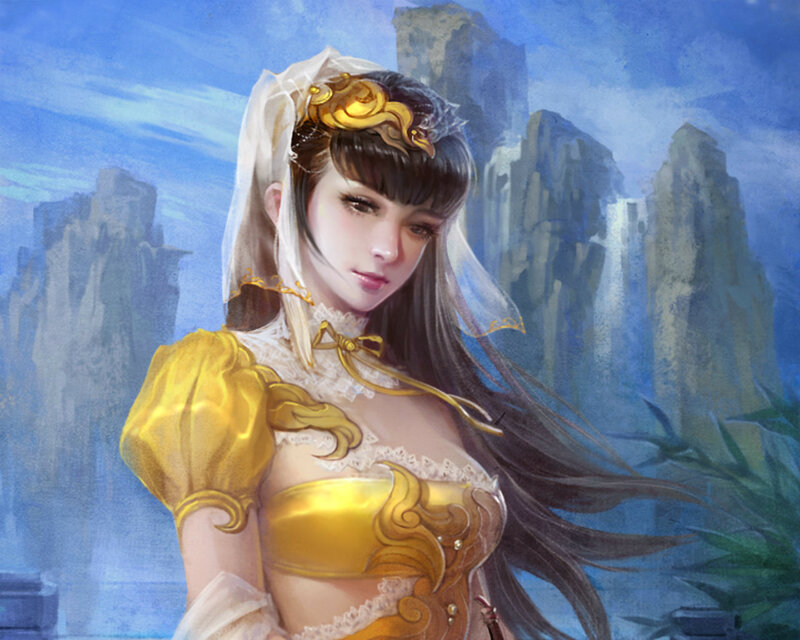 Woman in Golden Armor — Blue