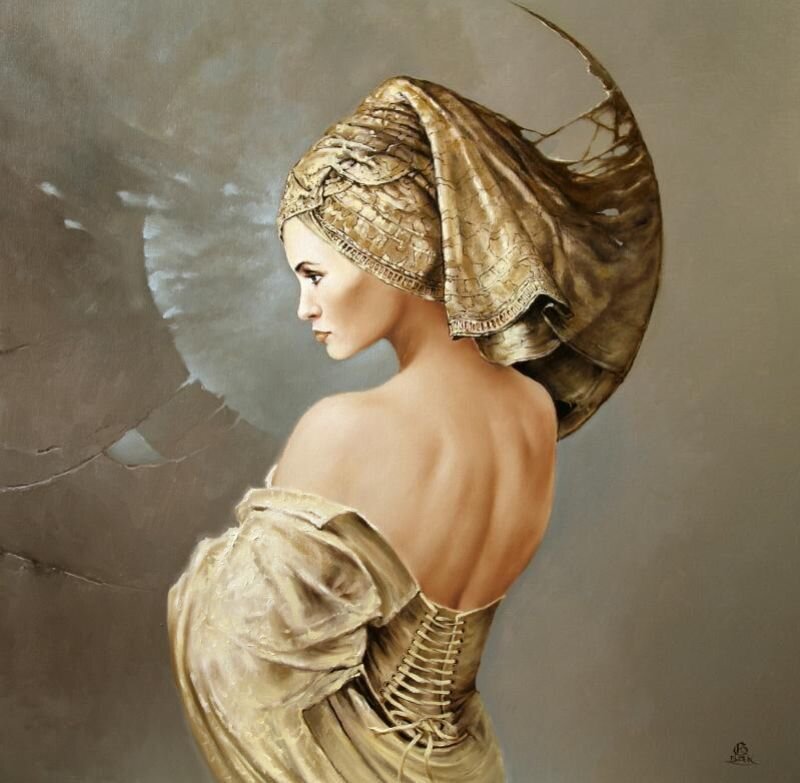 woman in golden attire