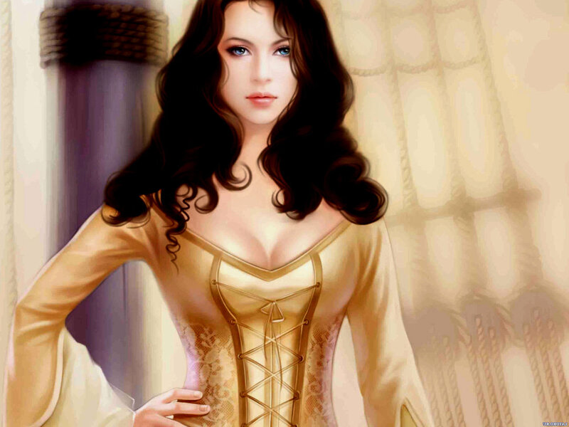 woman in golden corset