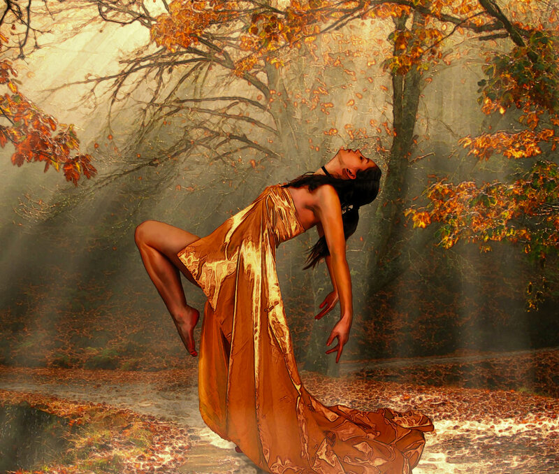 Woman in Golden Dress — Gold, Dramatic, Autumn