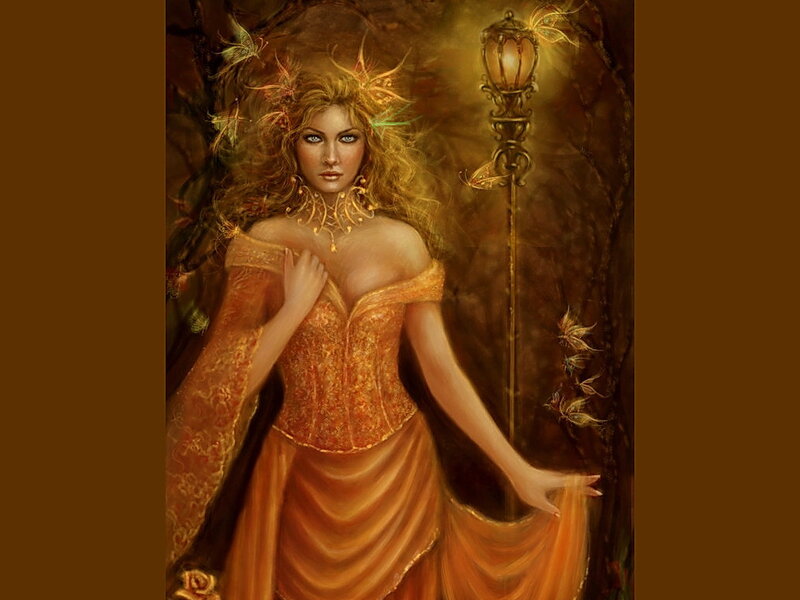 Woman in Golden Dress — Gold, Dramatic, Night, Digital Art