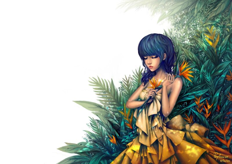 Woman in Golden Dress — Green