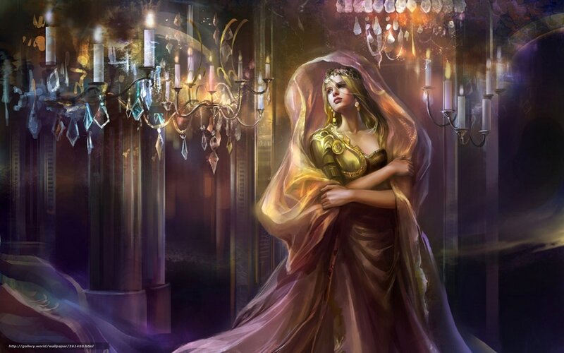 woman in golden gown