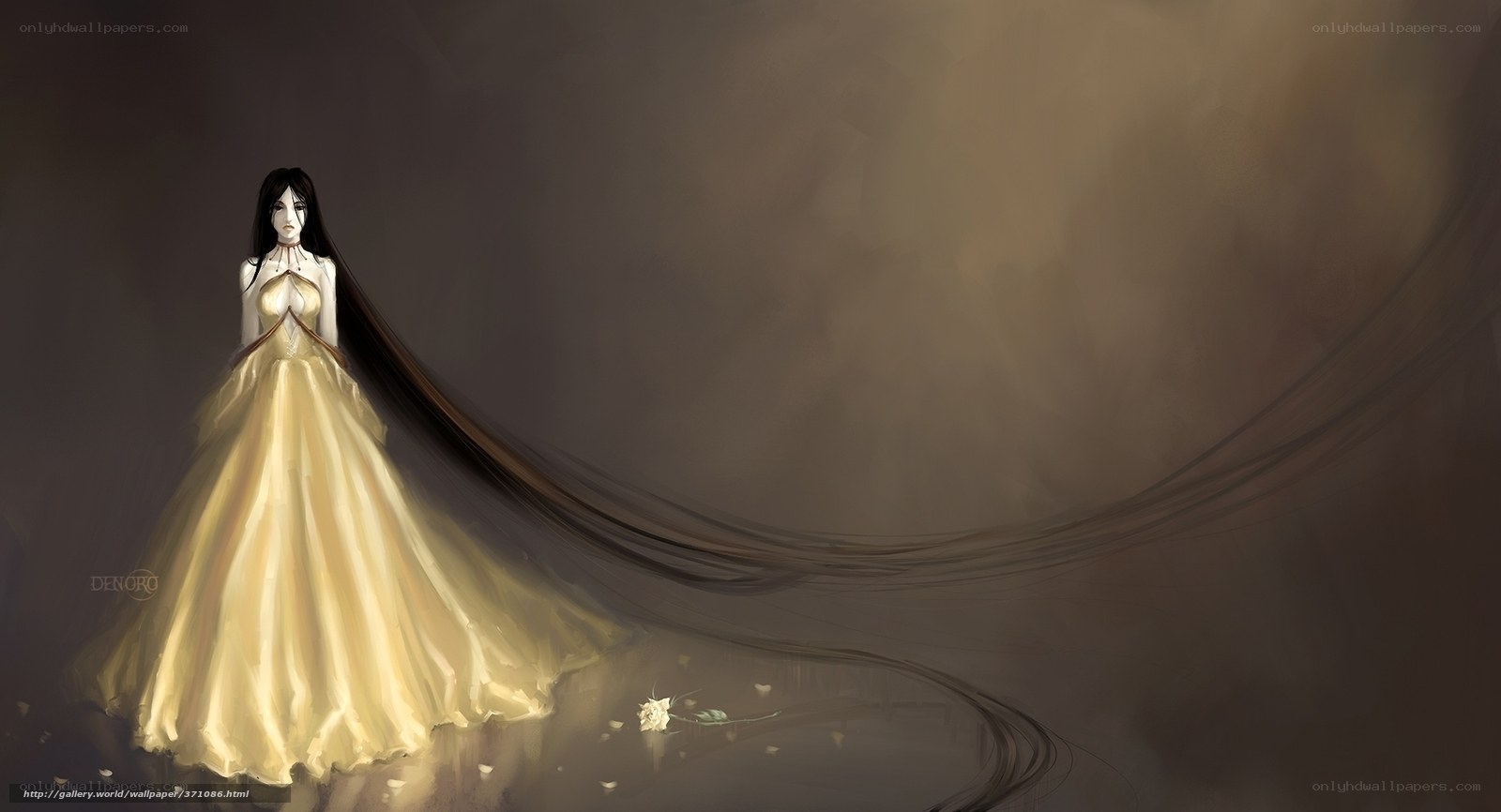 woman in golden gown