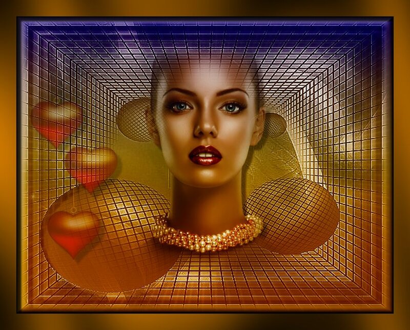 Woman in Golden Grid